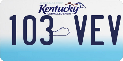 KY license plate 103VEV