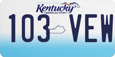 KY license plate 103VEW