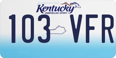 KY license plate 103VFR