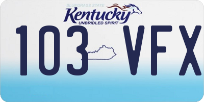 KY license plate 103VFX