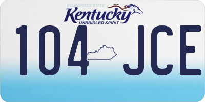 KY license plate 104JCE