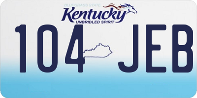 KY license plate 104JEB