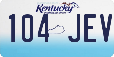 KY license plate 104JEV