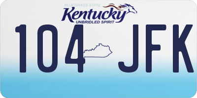 KY license plate 104JFK
