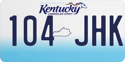 KY license plate 104JHK