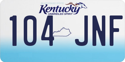 KY license plate 104JNF