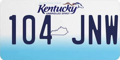 KY license plate 104JNW