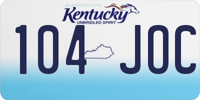 KY license plate 104JOC