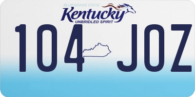 KY license plate 104JOZ