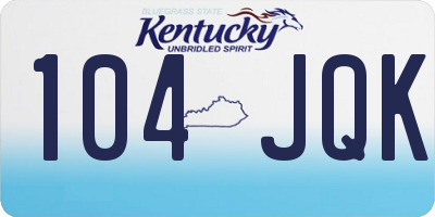 KY license plate 104JQK
