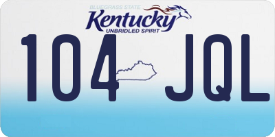 KY license plate 104JQL
