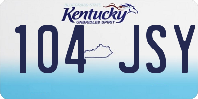 KY license plate 104JSY
