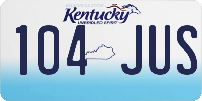KY license plate 104JUS