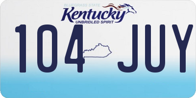 KY license plate 104JUY