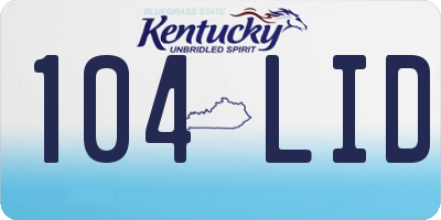 KY license plate 104LID