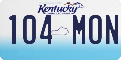 KY license plate 104MON