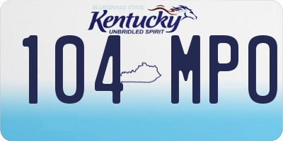 KY license plate 104MPO
