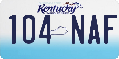 KY license plate 104NAF