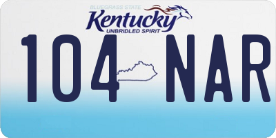 KY license plate 104NAR
