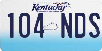 KY license plate 104NDS