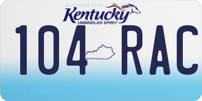 KY license plate 104RAC