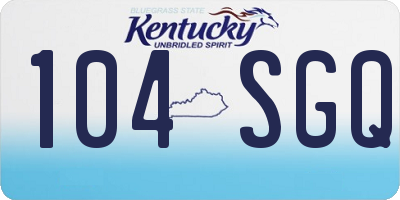 KY license plate 104SGQ
