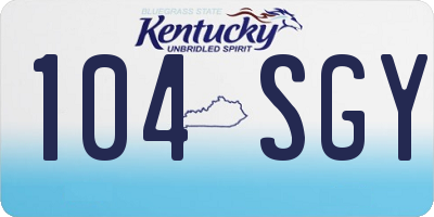 KY license plate 104SGY