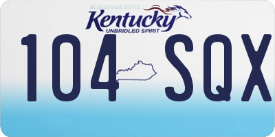 KY license plate 104SQX