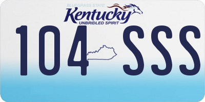 KY license plate 104SSS