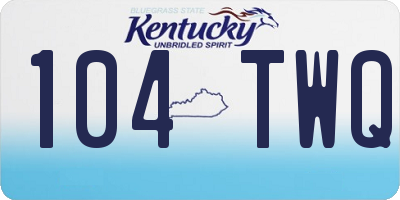 KY license plate 104TWQ