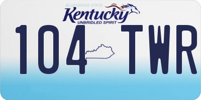 KY license plate 104TWR