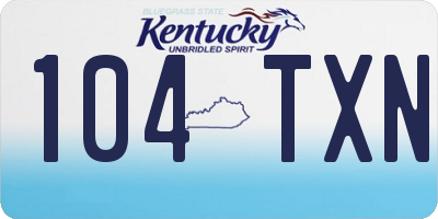 KY license plate 104TXN