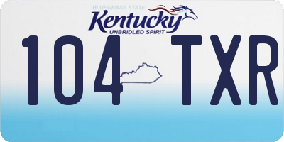 KY license plate 104TXR