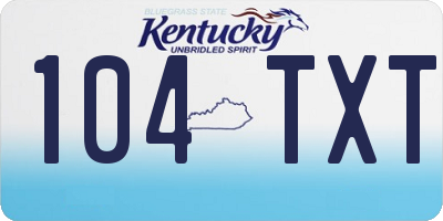 KY license plate 104TXT