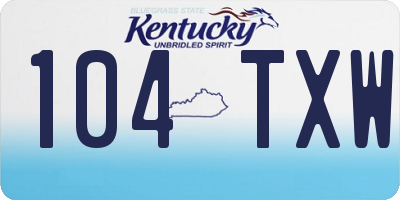KY license plate 104TXW