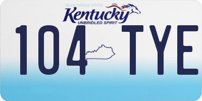 KY license plate 104TYE