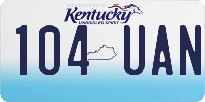 KY license plate 104UAN