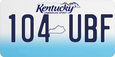 KY license plate 104UBF