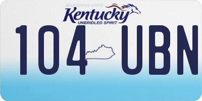 KY license plate 104UBN