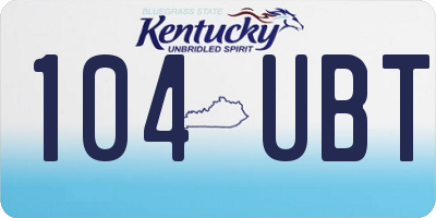 KY license plate 104UBT