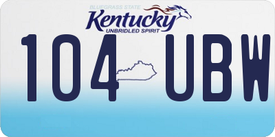 KY license plate 104UBW