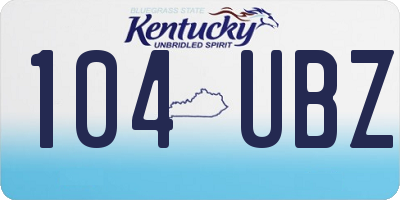 KY license plate 104UBZ