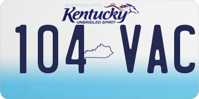 KY license plate 104VAC