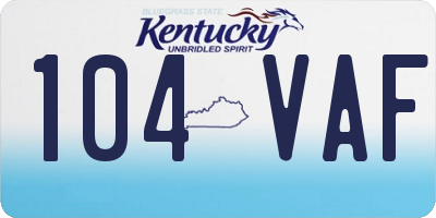 KY license plate 104VAF