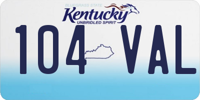 KY license plate 104VAL