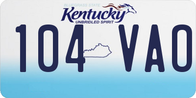 KY license plate 104VAO