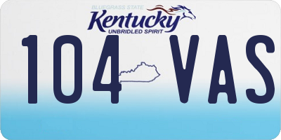 KY license plate 104VAS