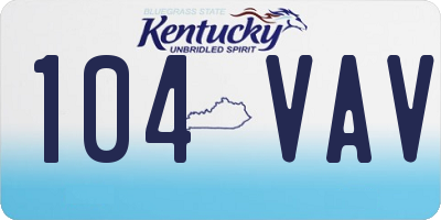KY license plate 104VAV