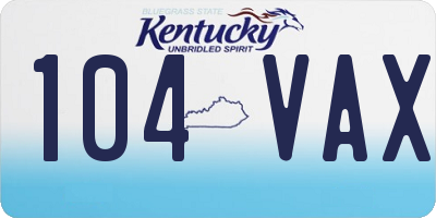 KY license plate 104VAX