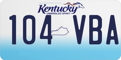 KY license plate 104VBA